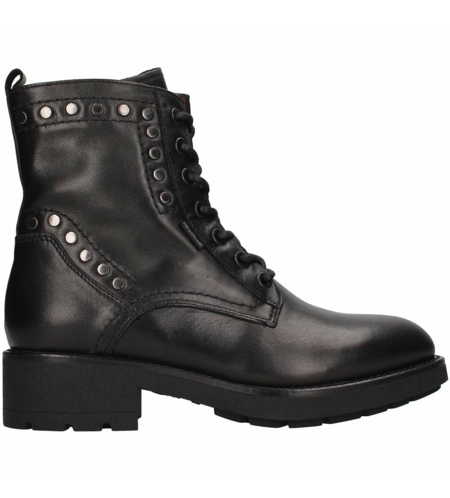 Stivale donna in pelle colore nero con cerniera e fibbia argento Nero  Giardini