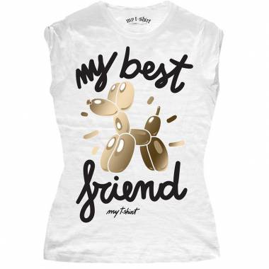 My T-Shirt Smanicato Best Friend Bianco
