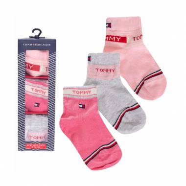Tommy Hilfiger TH Baby Sock 3P Stripes Giftbox Pink Combo