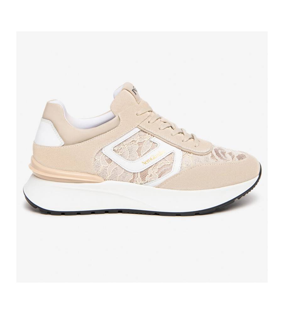 SCARPE SNEAKERS DONNA NERO GIARDINI E513080D PELLE 710 BEIGE ORIGINALE PE 2025