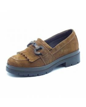 Ballerine Confort Donna ENVAL SOFT 7769022 - In Nabuk Colore Visone, Con Zeppa 5 Cm, Chiusura A Strappo, Fodera In Pelle