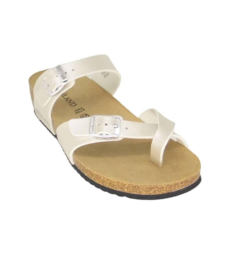 Grunland MEMI Infradito Con Zeppa E Fibbia Per Donna – Pelle Bianca, Tacco Comodo – Taglia 37