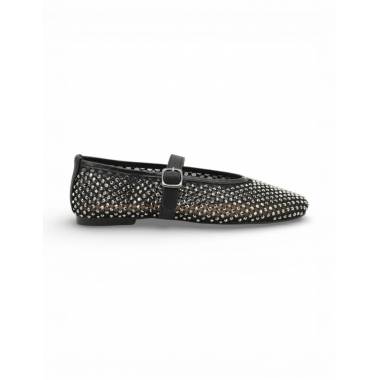 INUOVO Ballerina Donna Pelle Nero C11034 Black Mesh