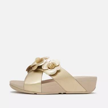 Fitflop LULU Sandali Flower Metallic Incrocio Pelle Col. Platino