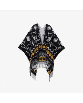 Desigual PONCHO_LOGODESIGUAL MADRI, 2000 BLACK, Poncho Da donna, Black, U