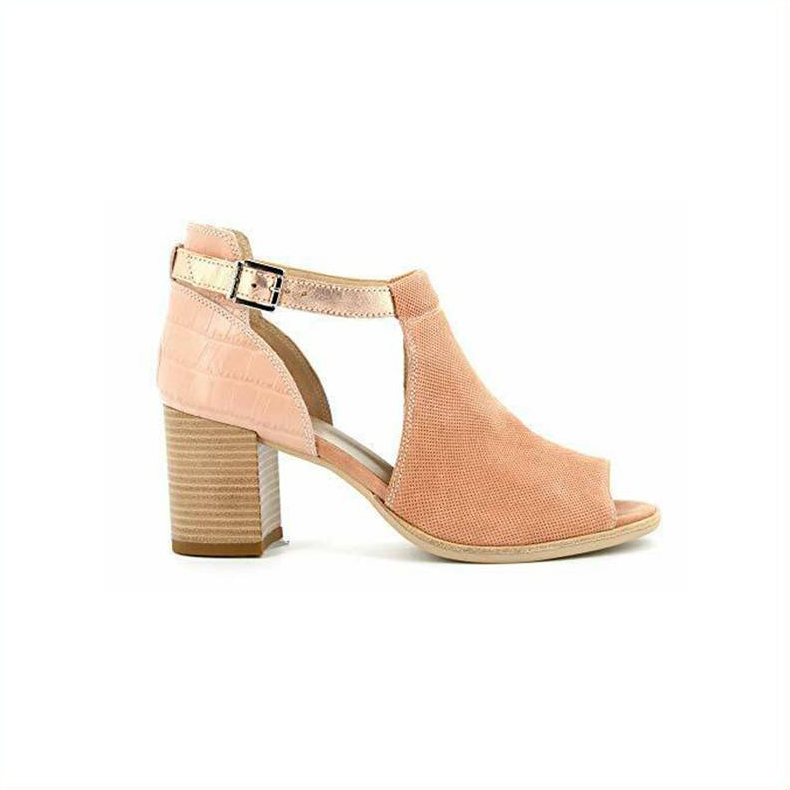 Tronchetti Donna Nero Giardini – In Pelle E Camoscio, Tacco 7 Cm, Open Toe Elegante